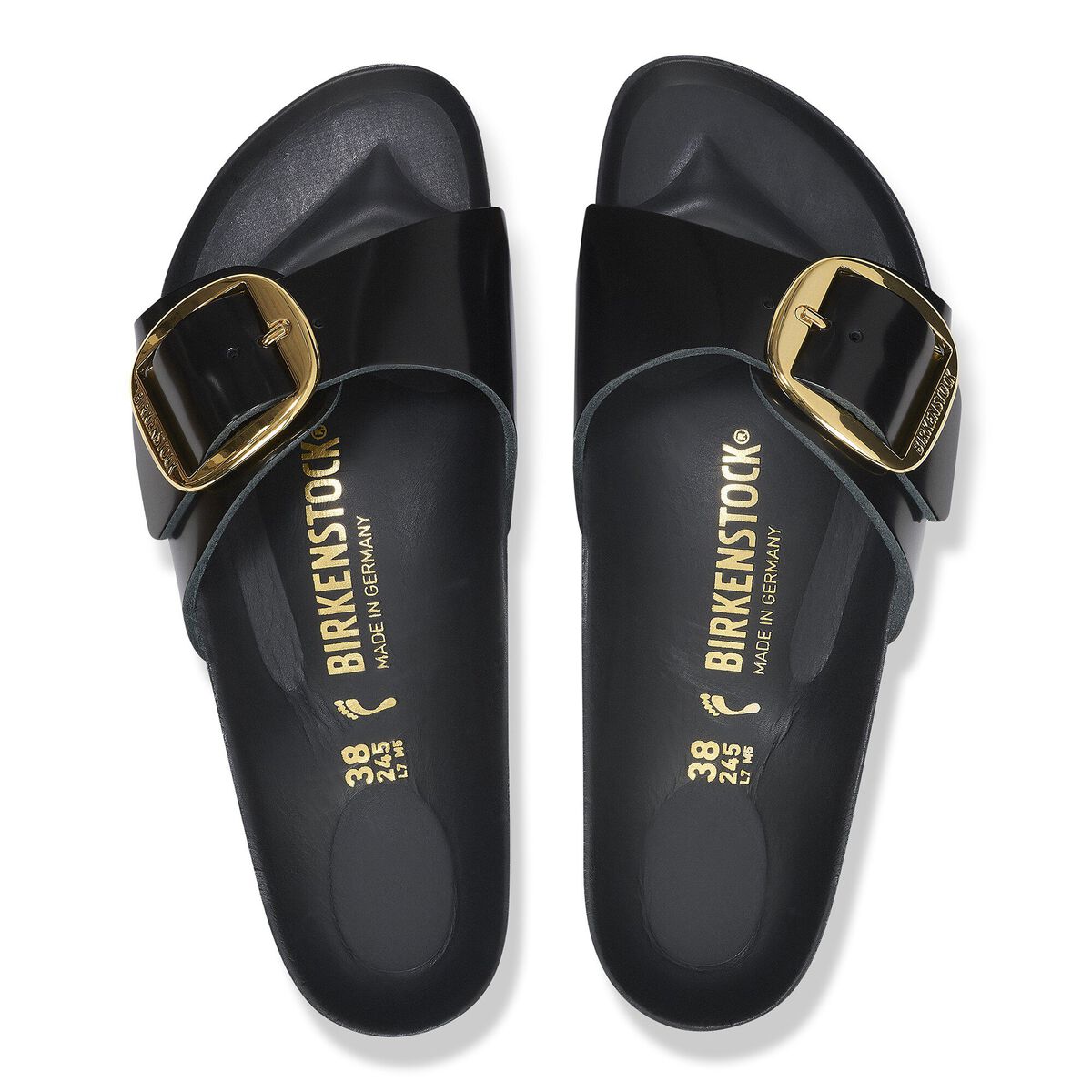 Birkenstock Madrid Big Buckle Natural Leather Patent