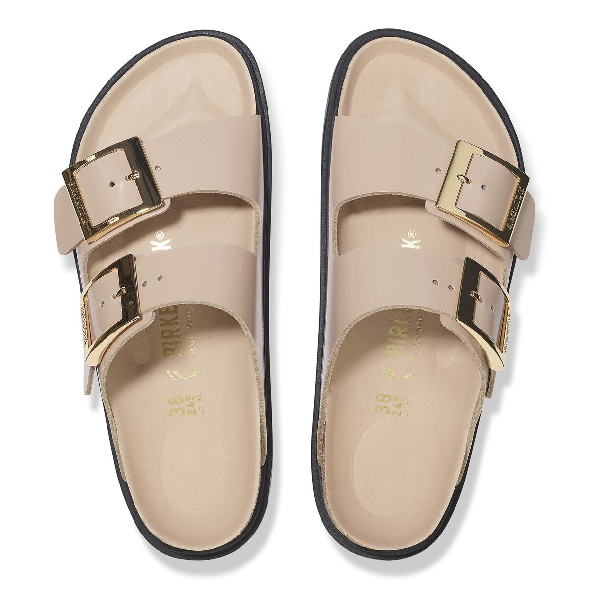 Birkenstock Arizona Droplet Buckle Natural Leather Patent