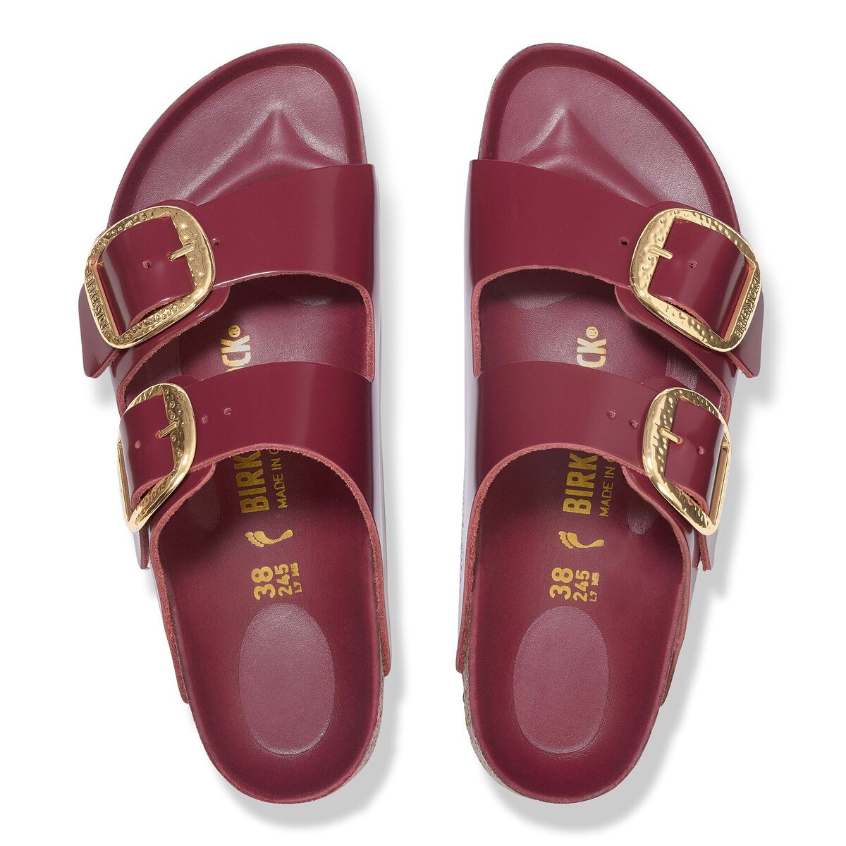 Birkenstock Arizona Hammered Big Buckle Natural Leather Patent