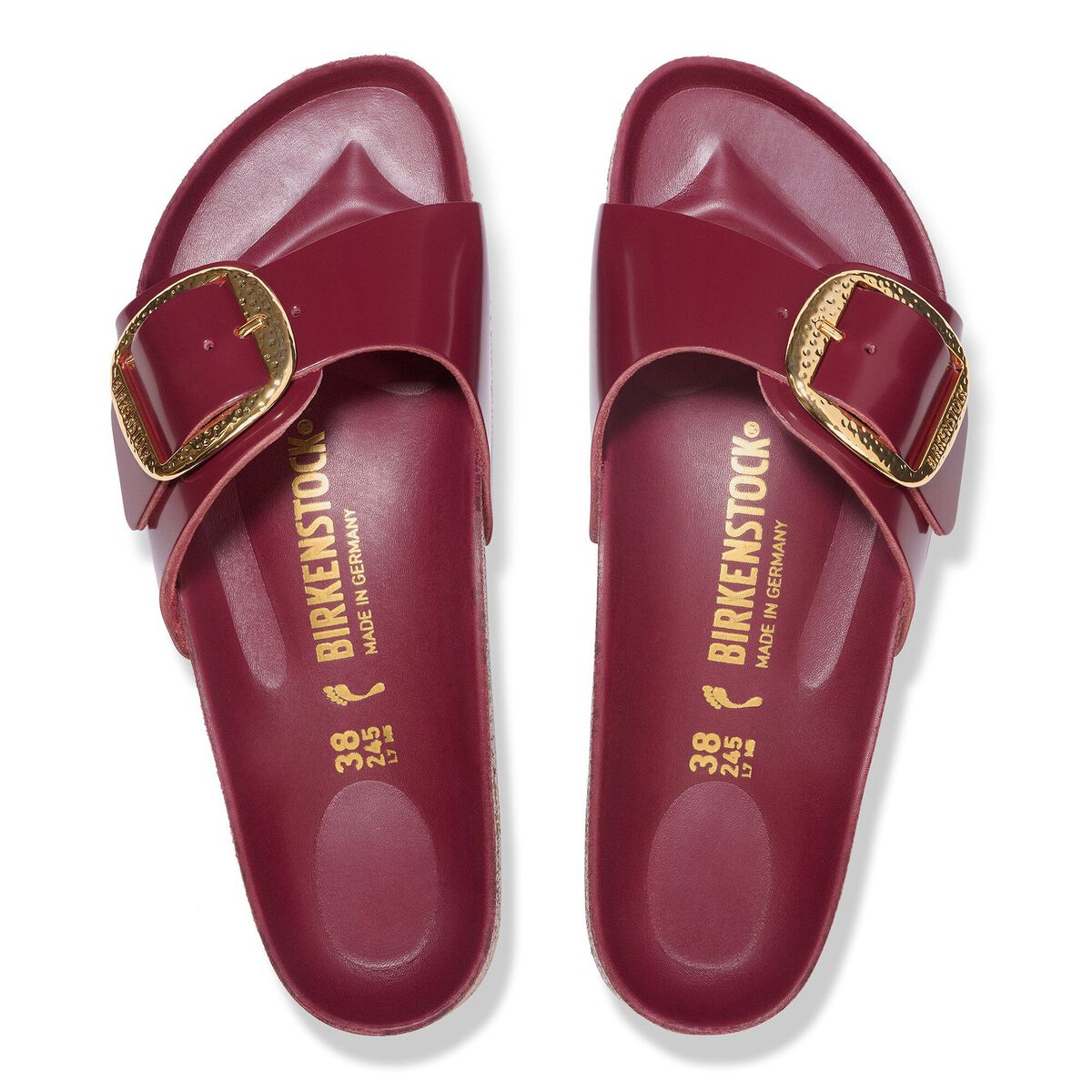Birkenstock Madrid Hammered Big Buckle Natural Leather Patent
