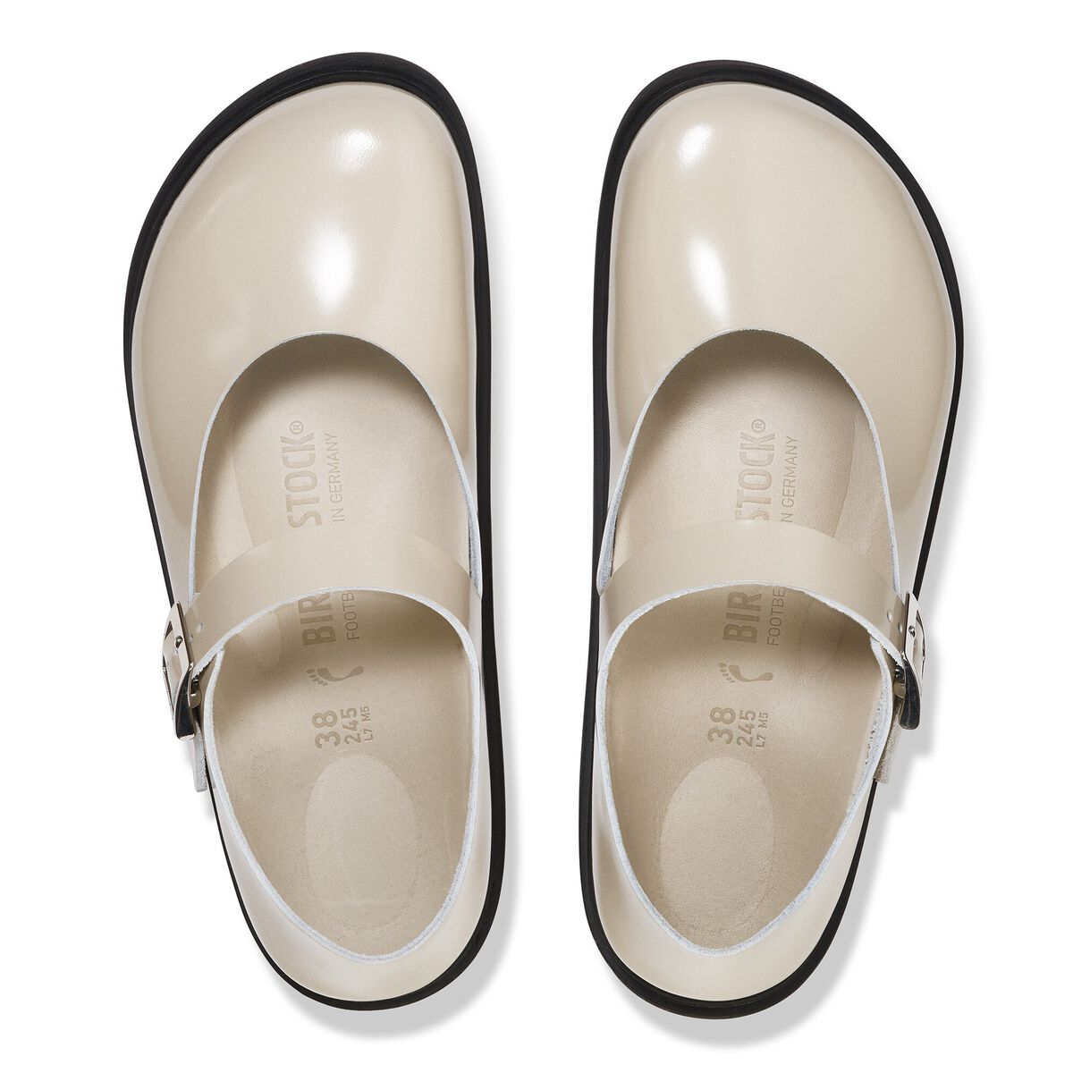Birkenstock Mantova Droplet Buckle Natural Leather Patent