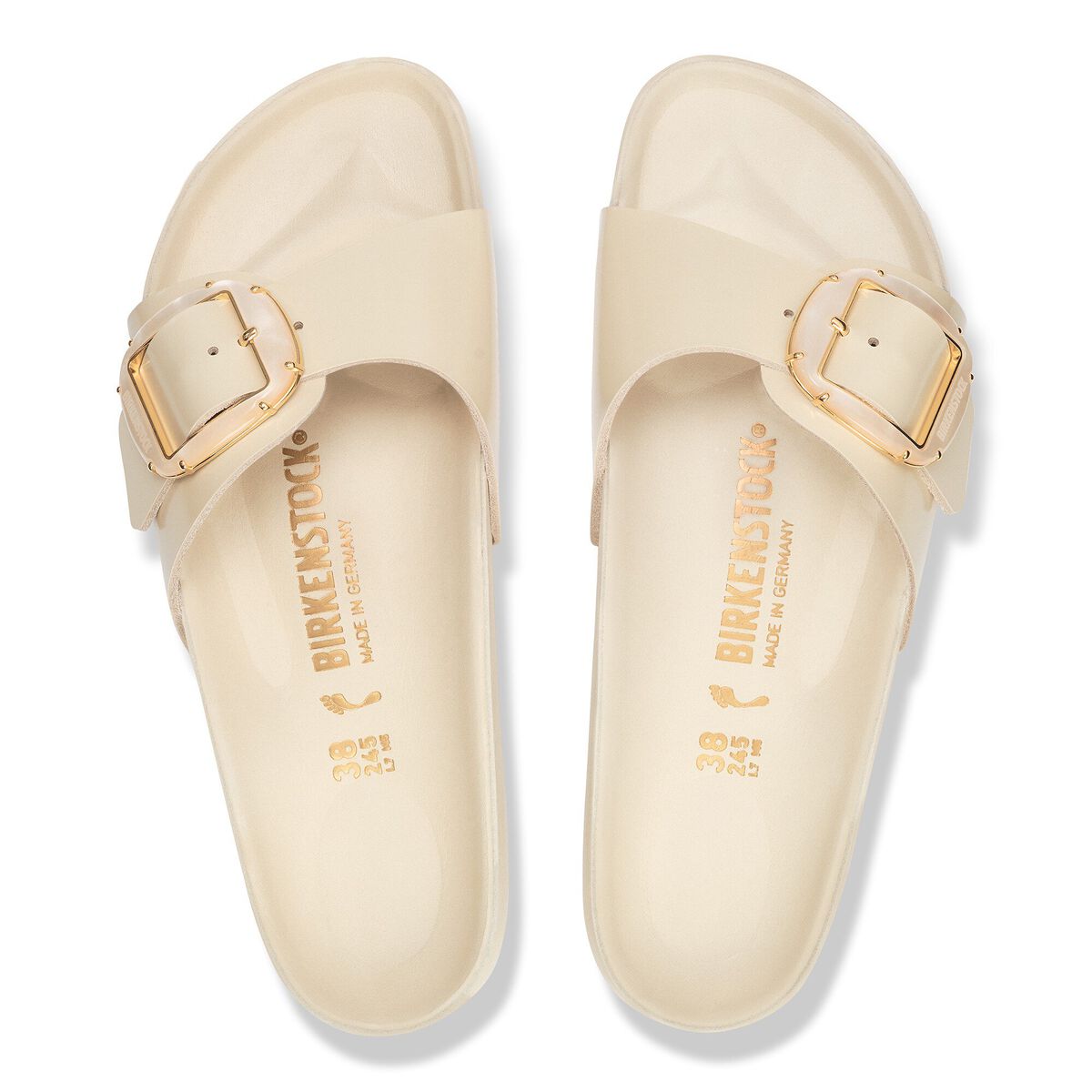 Birkenstock Madrid Big Buckle Pearl Natural Leather Patent
