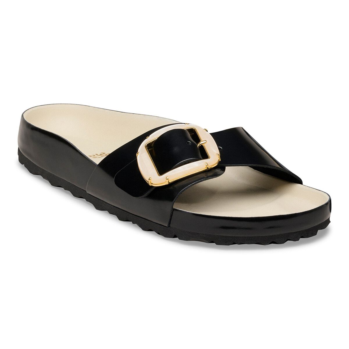Birkenstock Madrid Big Buckle Pearl Natural Leather Patent
