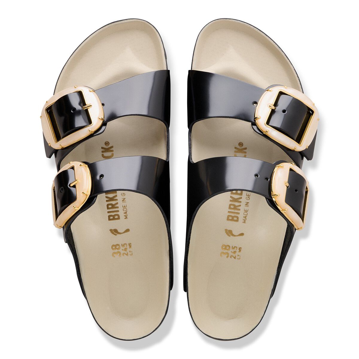 Birkenstock Arizona Big Buckle Pearl Natural Leather Patent