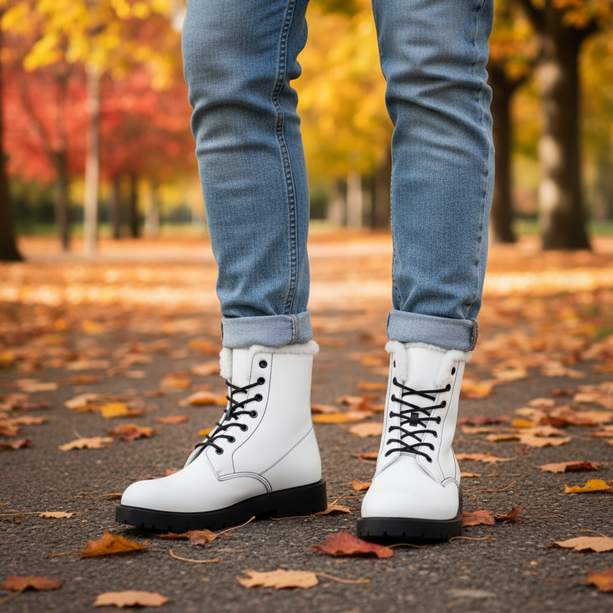 TEEMCW Men's Fur and Leather Boots