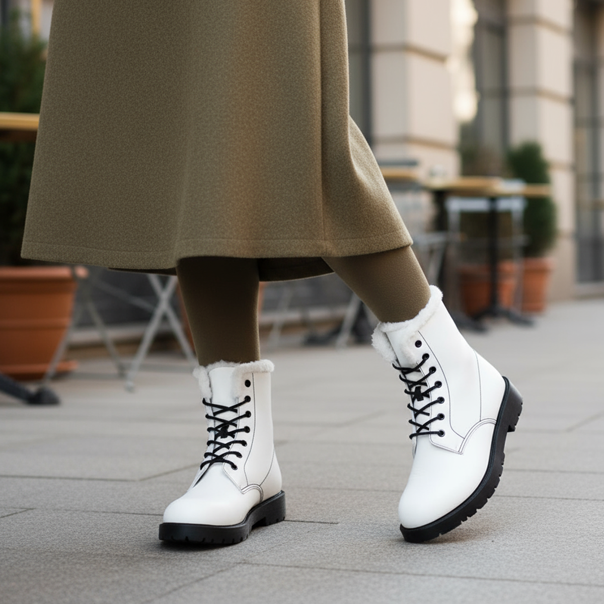 TEEMCW Women's Fur and Leather Boots