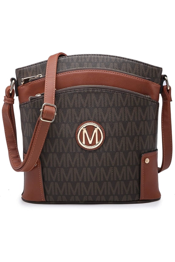 Large Crossbody Bags for Women Monogram Triple Zip Pocket Cross Body Purses and Handbags