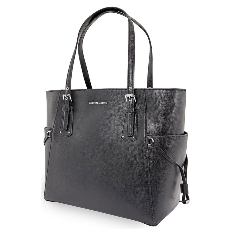 Voyager Crossgrain Leather Tote- Black