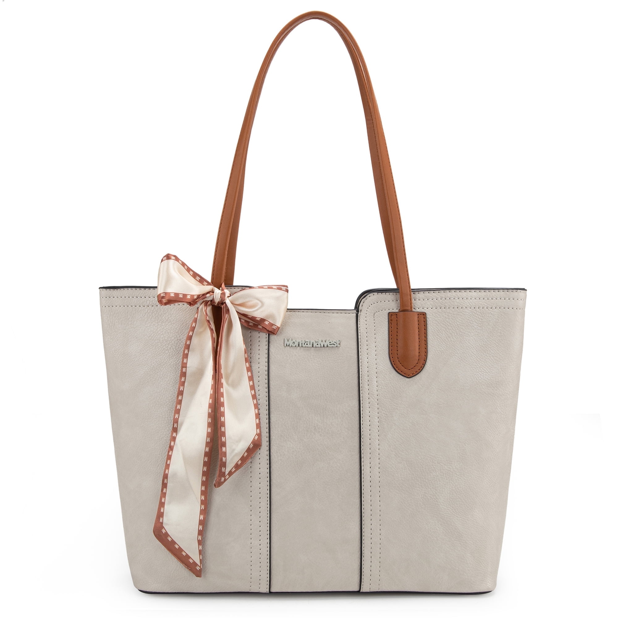 Tote Bags for Women Medium Top Handle Handbags with Scarf, Tan
