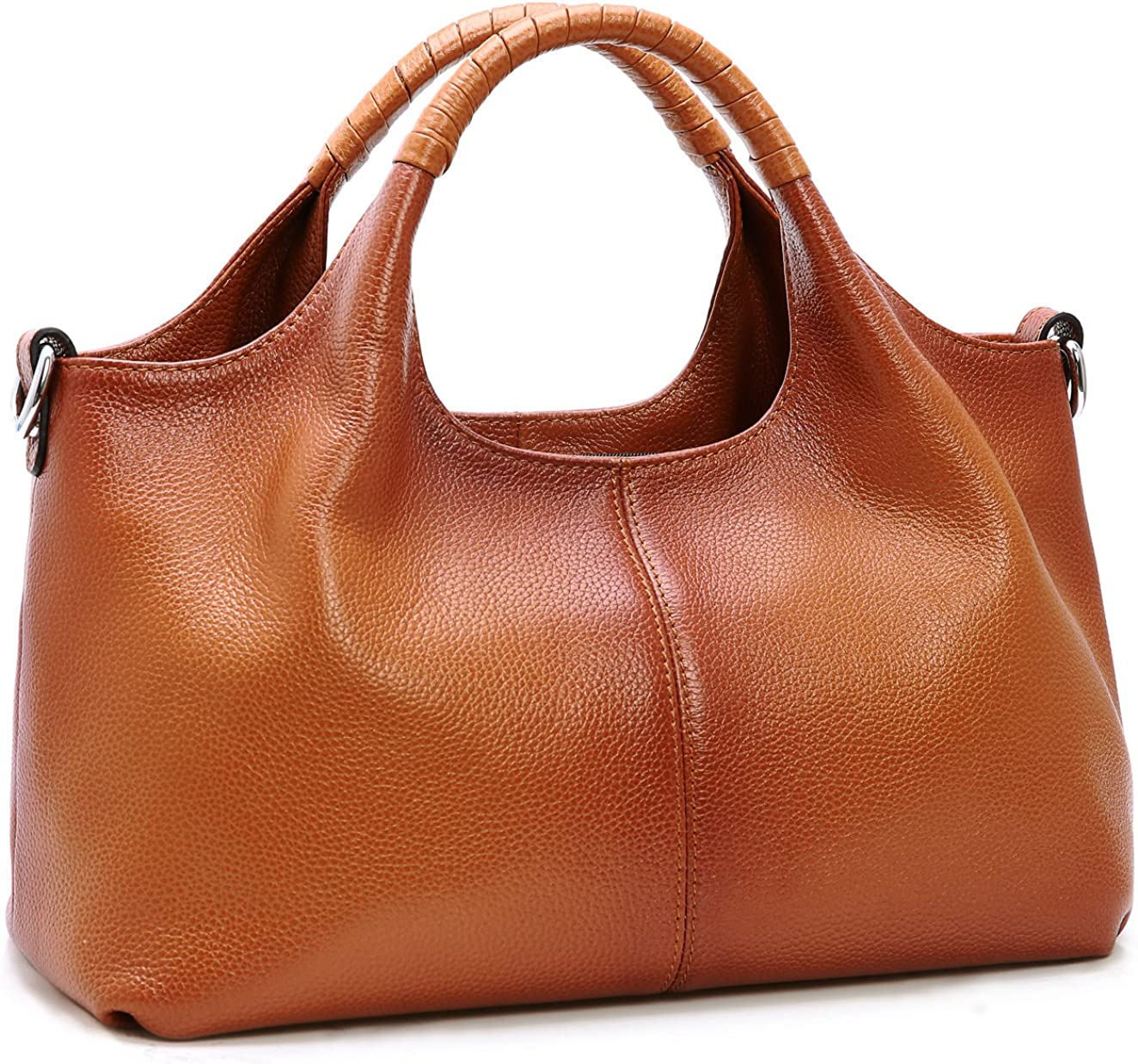 Women Satchels Genuine Leather Top Handle Handbags Large Work Tote Shoulder Bags Crossbody Purses Brown