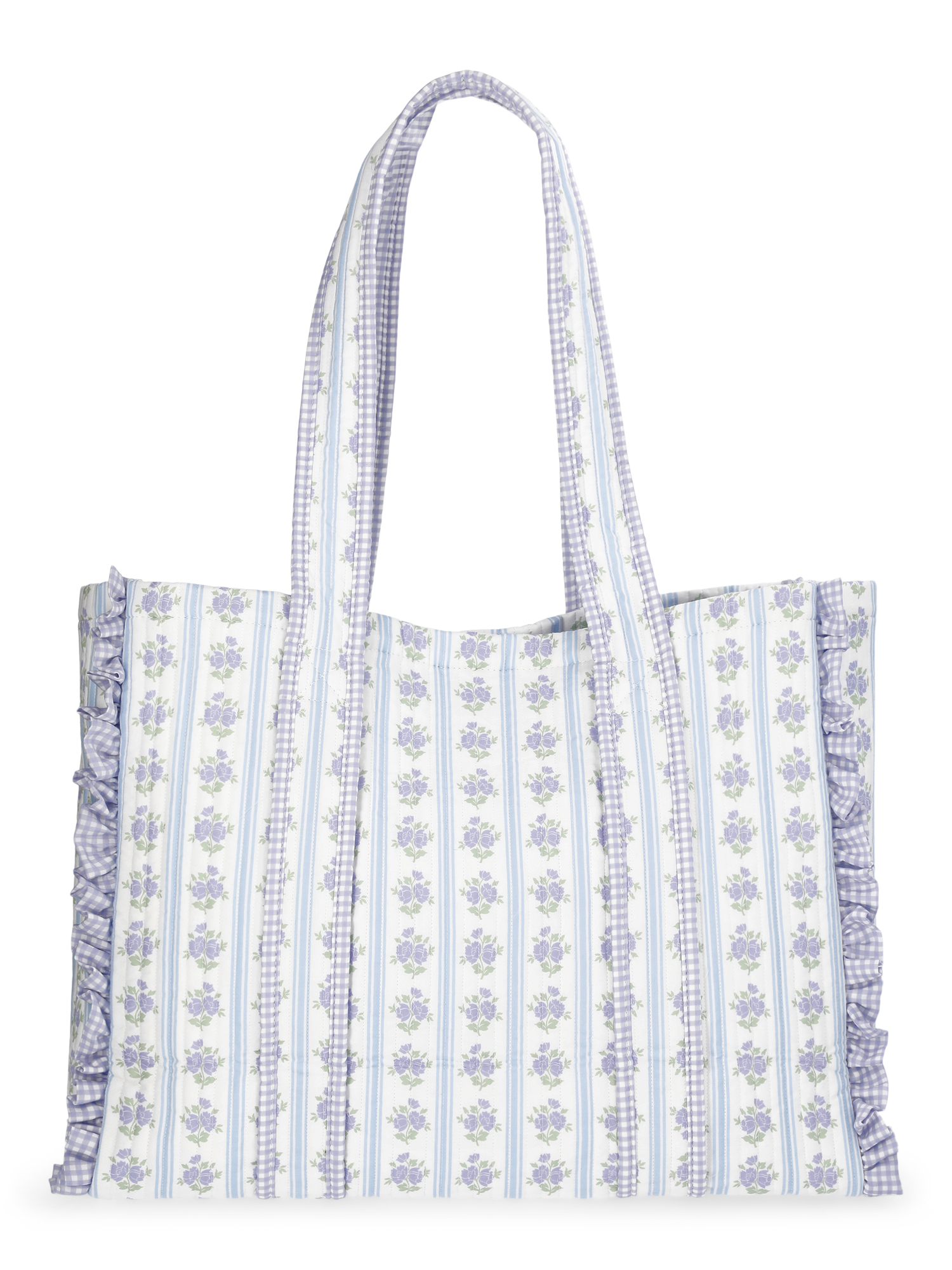 Quilted Tote Bag, Women's, Floral/Gingham