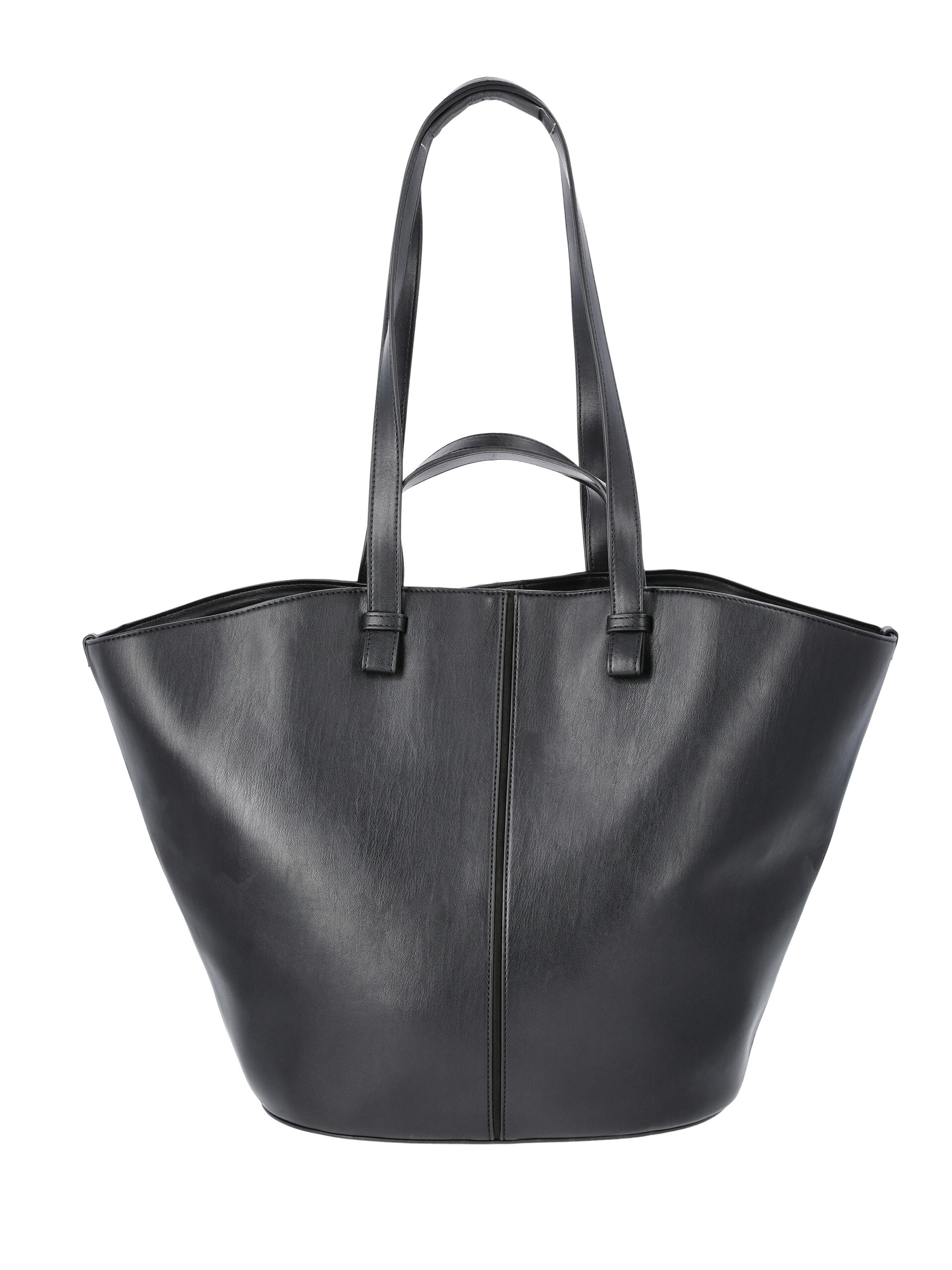 Women's Faux Leather Tulip Tote Handbag, Black