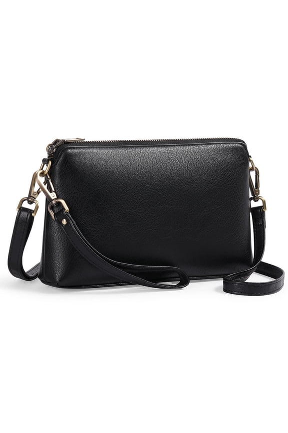 Boxy Black Mini Crossbody With Wristlet