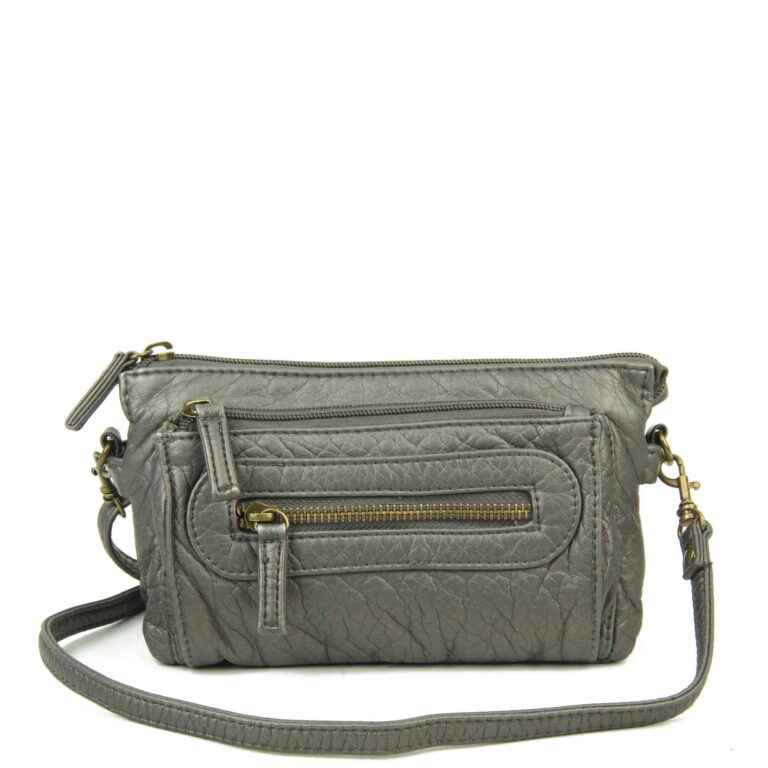 Pewter Washed Zip Crossbody