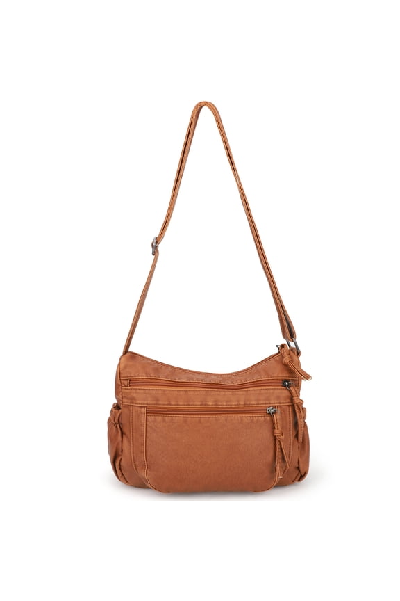 Soft Caramel Zip Crossbody Bag