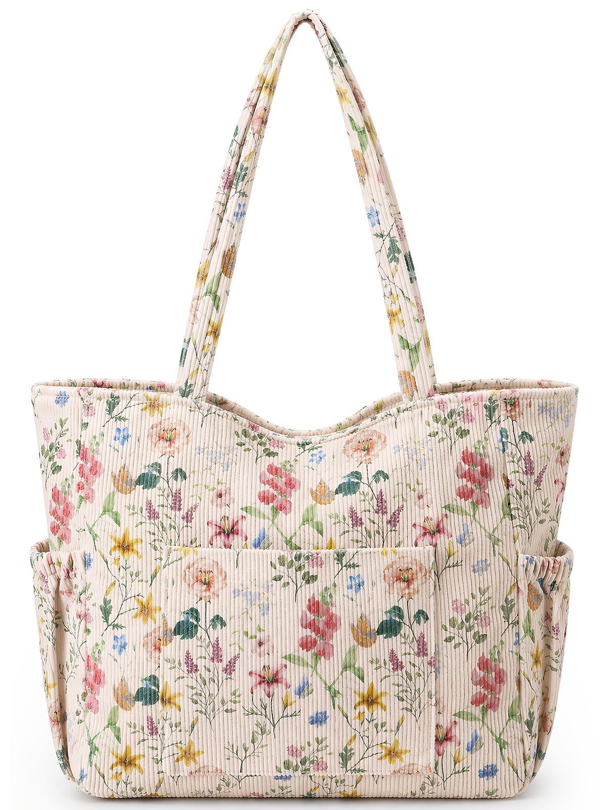 Corduroy Tote Bag for Women Large Capacity Work Bag Weekender Duffle Bags with 6 Pockets Shoulder Crossbody Handbag for Office Travel Gym and Everyday Use Overnight
