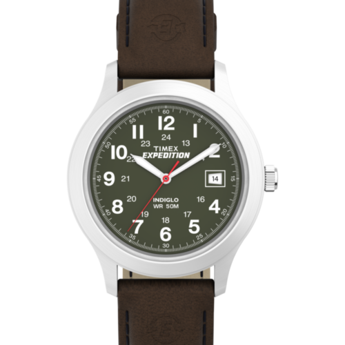 Expedition Metal Field 39mm Leather Strap Watch