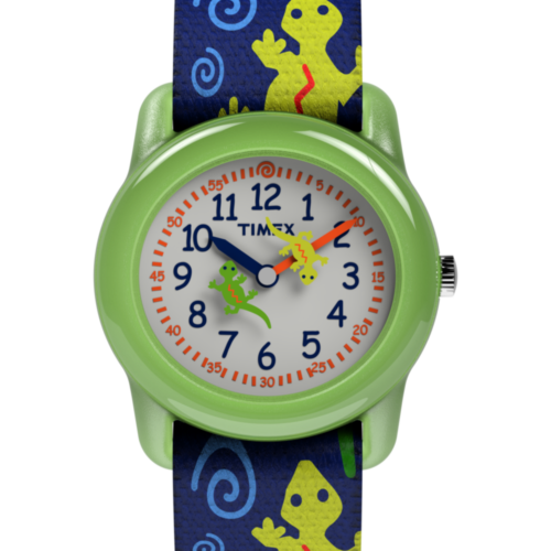 TIMEX TIME MACHINES® 29mm Green Gecko Elastic Fabric Kids Watch