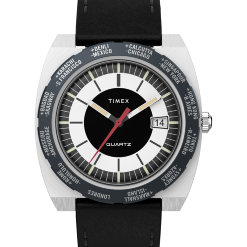 Timex World Time 1972 Reissue 39mm Leather Strap Watch