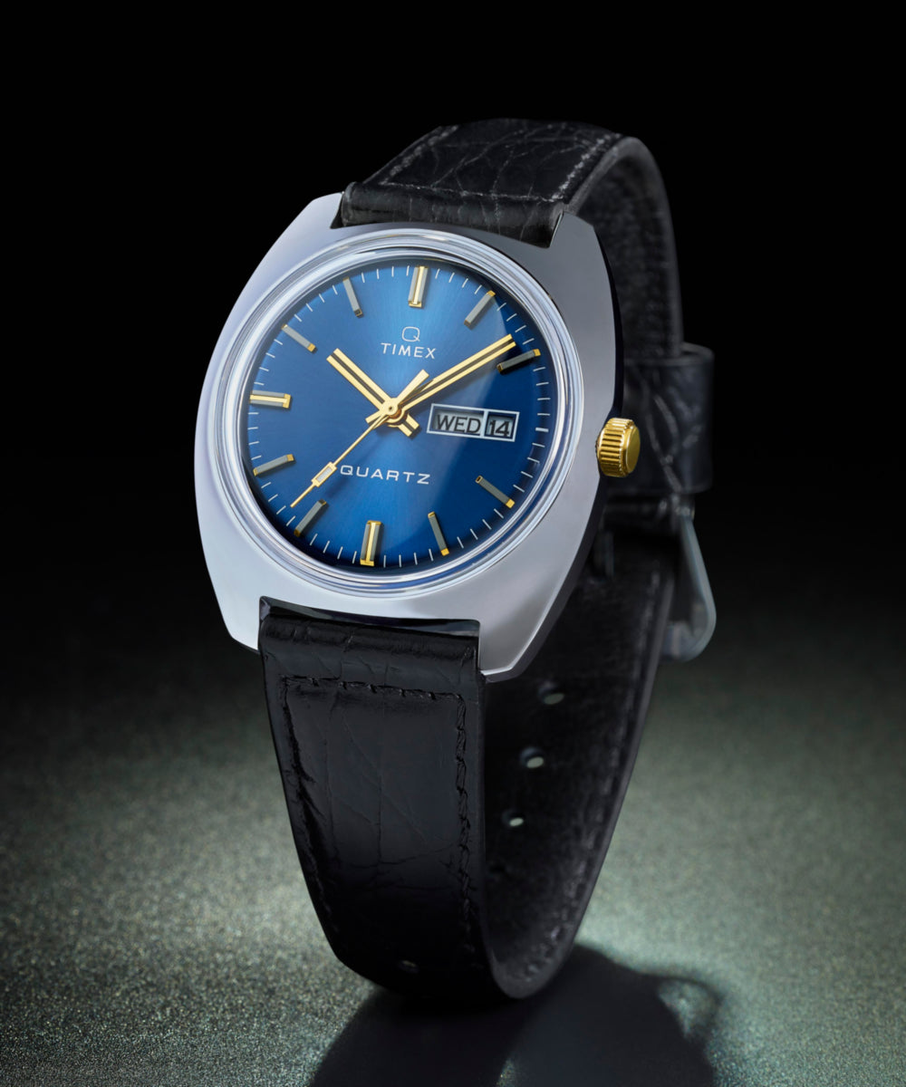 Q Timex® 1978 Day/Date 37.5mm Leather Strap Watch