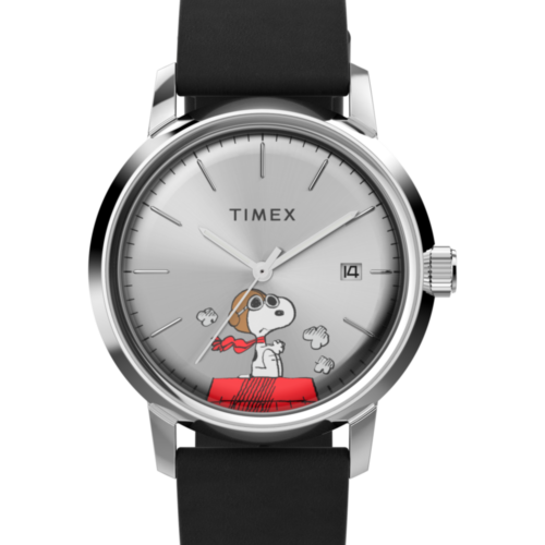 Peanuts® x Timex Marlin® Automatic Snoopy Flying Ace 40mm Leather Strap Watch