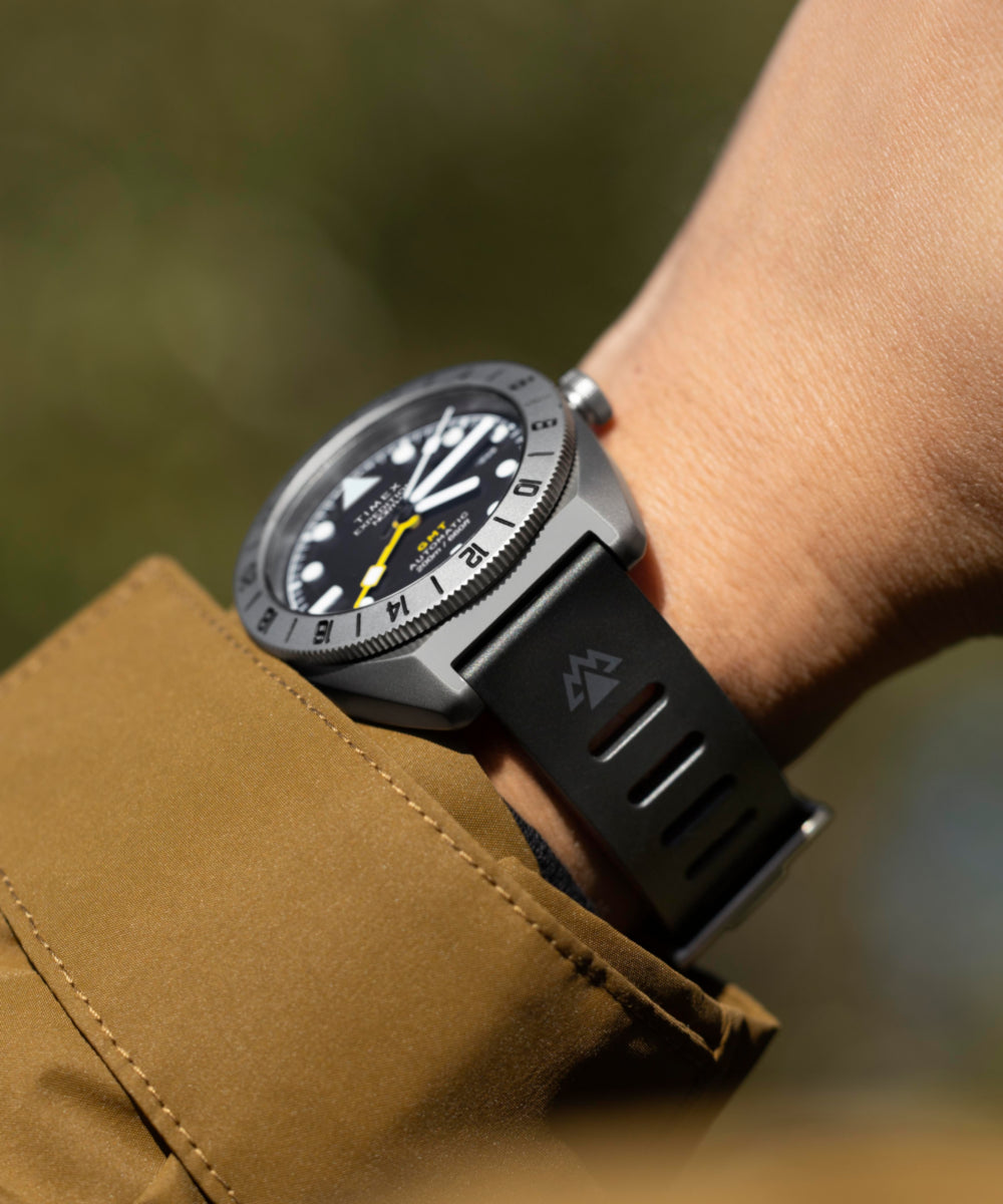 Expedition® Pioneer Titanium Automatic GMT 41mm Silicone Strap Watch