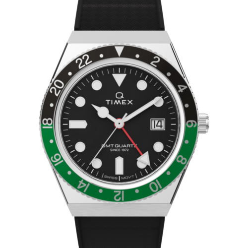 Q Timex® GMT 38mm Synthetic Rubber Strap Watch