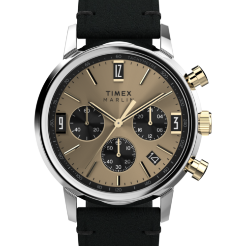 Marlin® Chronograph Tachymeter 40mm Leather Strap Watch