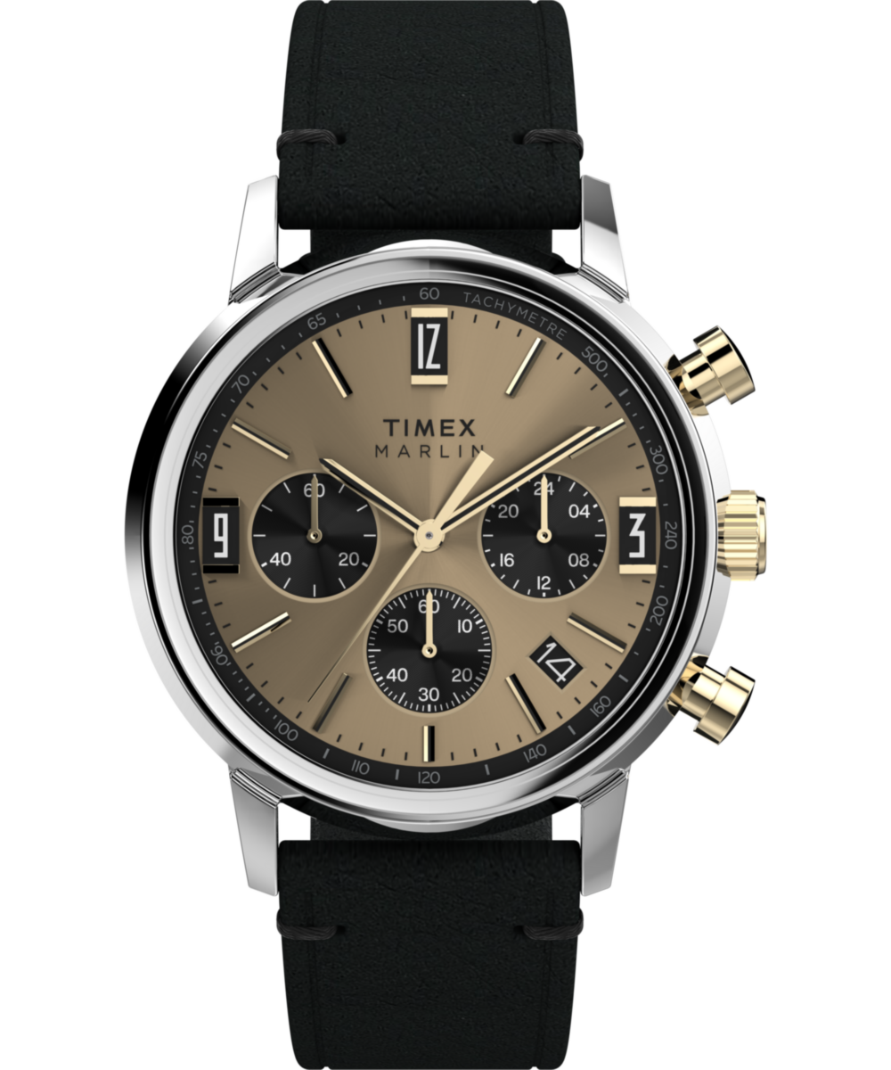 Marlin® Chronograph Tachymeter 40mm Leather Strap Watch
