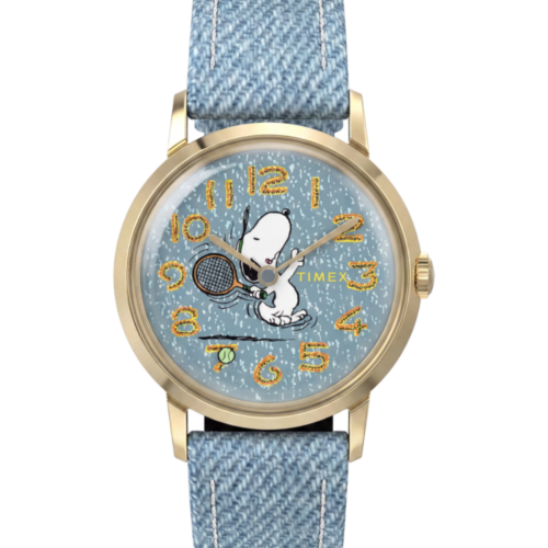 Peanuts® x Timex Marlin® 1965 Reissue Inspired Snoopy Tennis 34mm Fabric Strap Watch