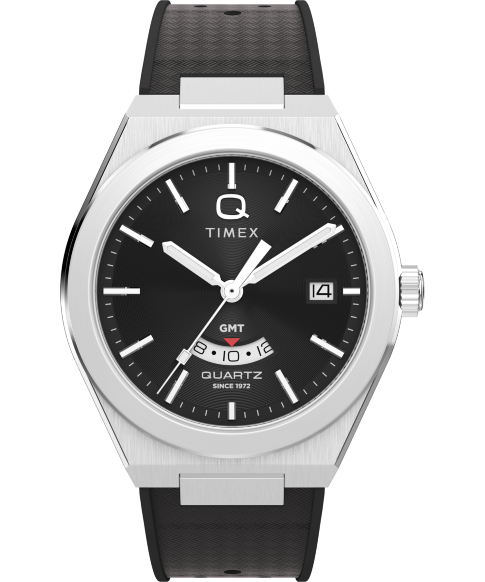 Q Timex Continental GMT 39mm Synthetic Rubber Watch