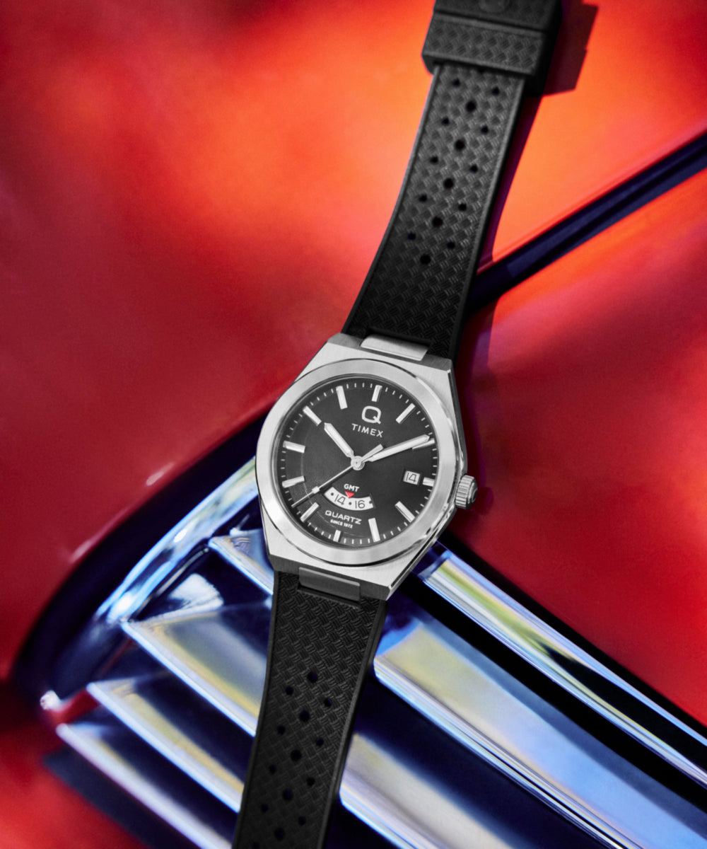 Q Timex Continental GMT 39mm Synthetic Rubber Watch