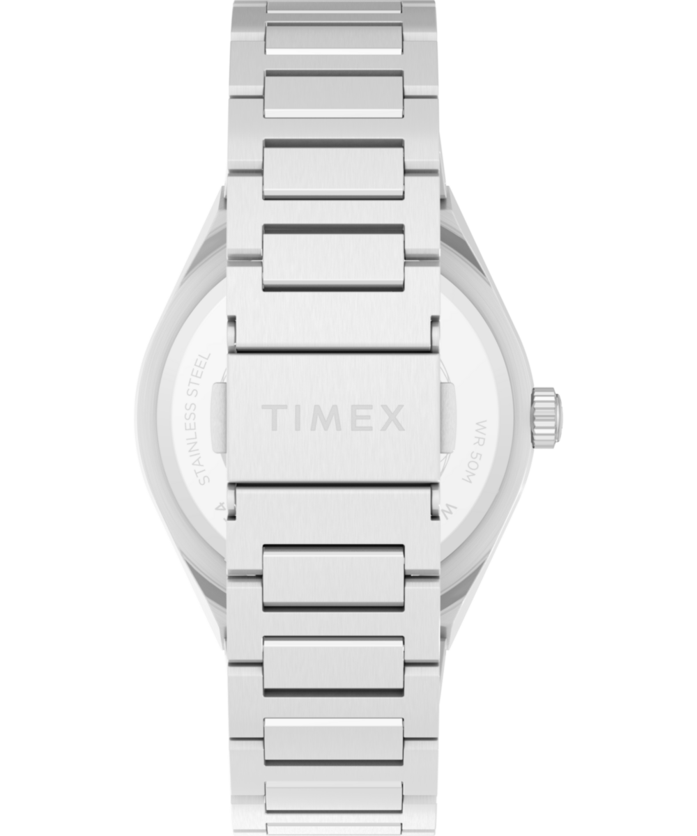 Q Timex® Continental Day and Date 39mm Stainless Steel Bracelet Watch