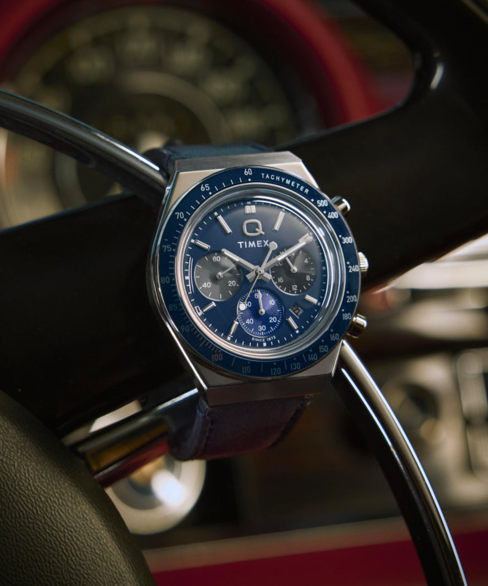 Q Timex® Chronograph 40mm Leather Strap Watch