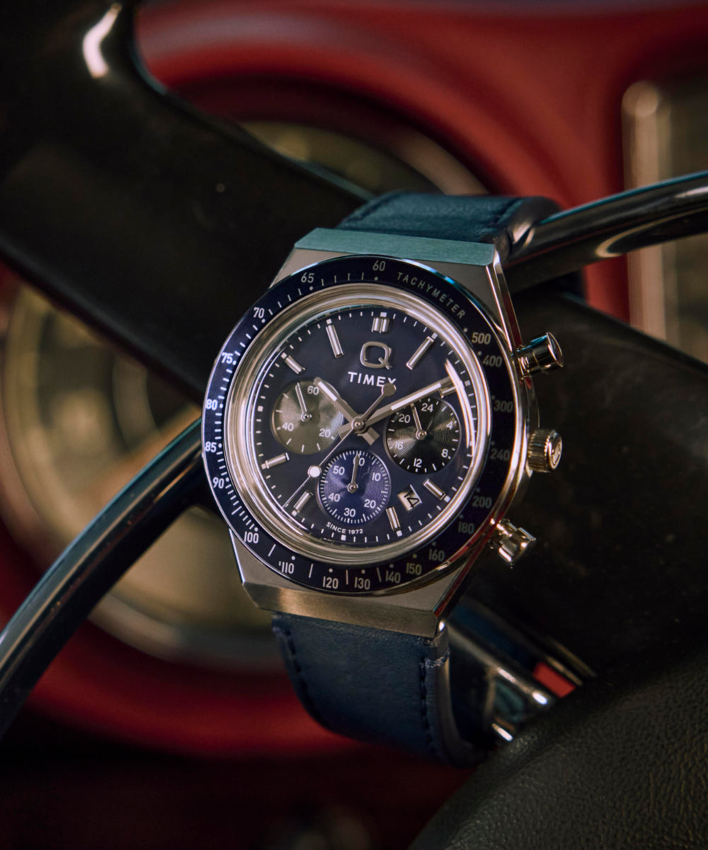 Q Timex® Chronograph 40mm Leather Strap Watch
