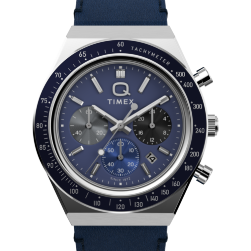 Q Timex® Chronograph 40mm Leather Strap Watch