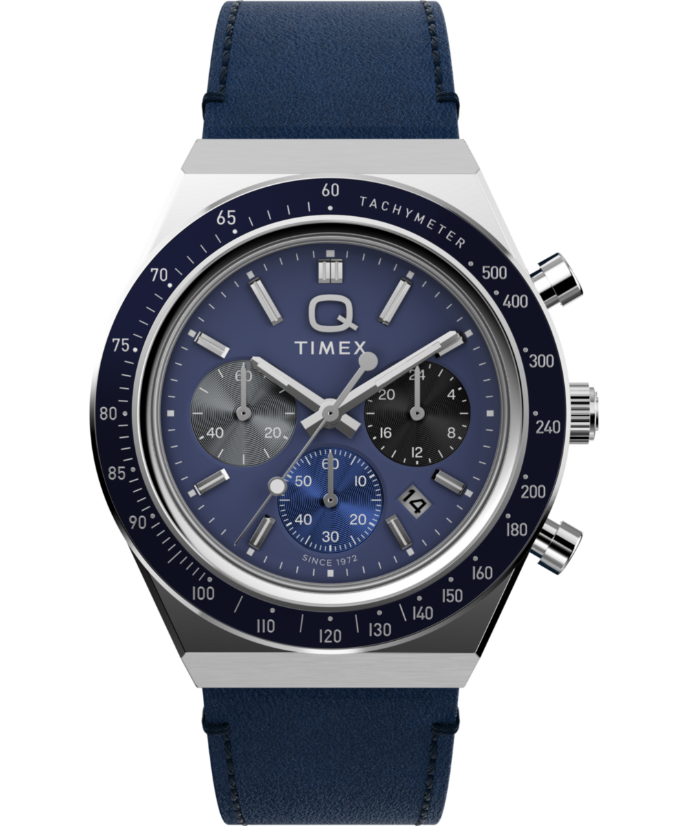 Q Timex® Chronograph 40mm Leather Strap Watch