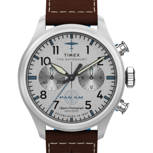 Timex x Pan Am® Waterbury Ace Chronograph 41mm Leather Strap Watch