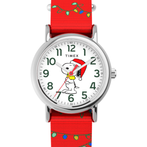 Peanuts® x Timex Weekender Snoopy Santa Hat 31mm Fabric Strap Watch