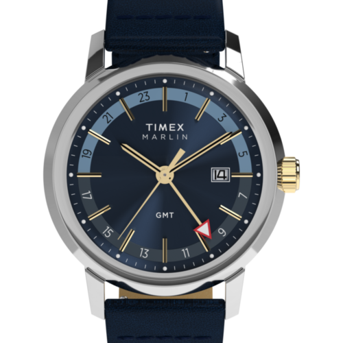 Marlin® Quartz GMT 40mm Leather Strap Watch