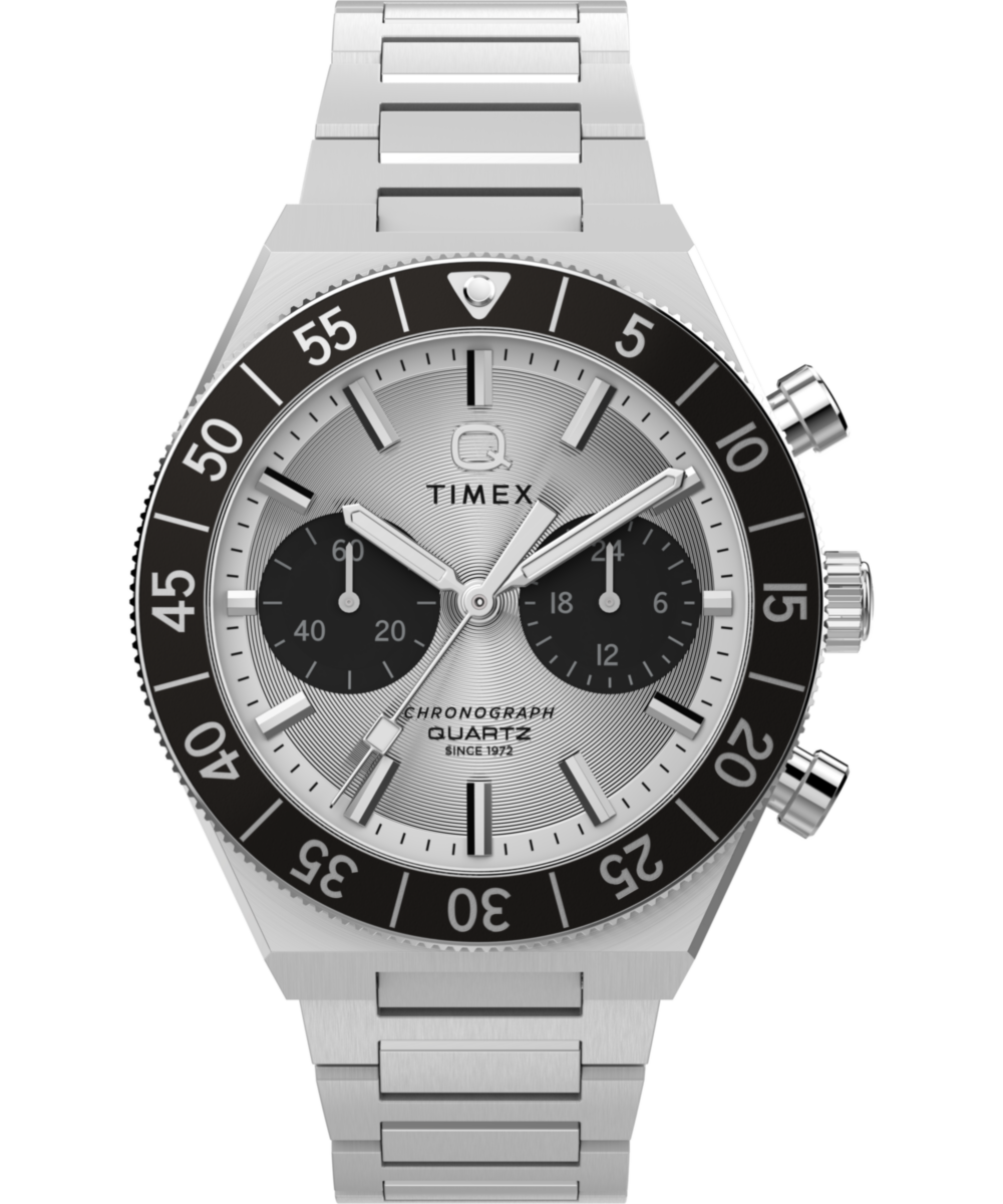 Q Timex Continental Chronograph 40mm Stainless Steel Bracelet Watch
