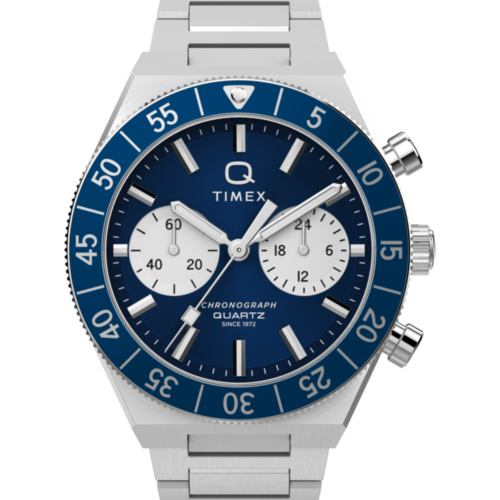 Q Timex Continental Chronograph 40mm Stainless Steel Bracelet Watch