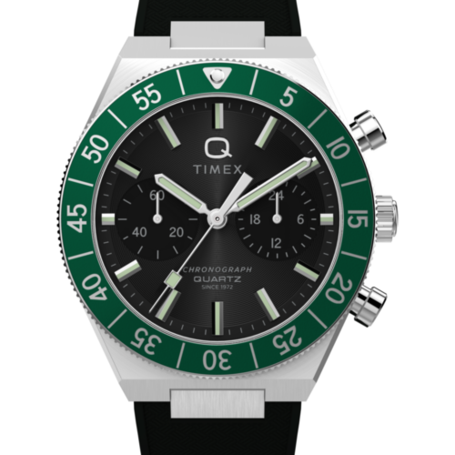 Q Timex Continental Chronograph 40mm Synthetic Rubber Strap Watch