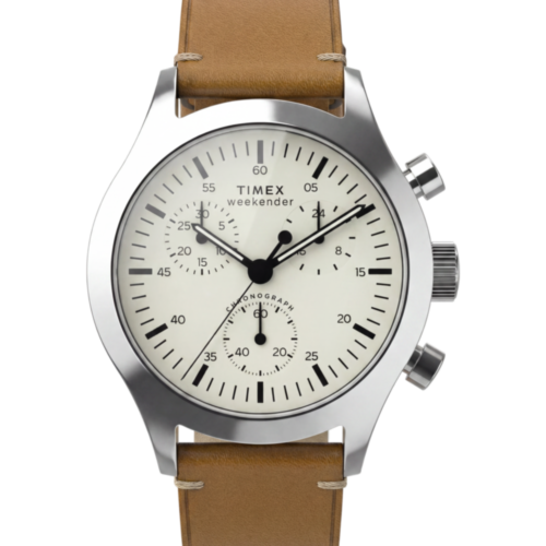 Timex Weekender® New England Chronograph 40mm Leather Strap Watch