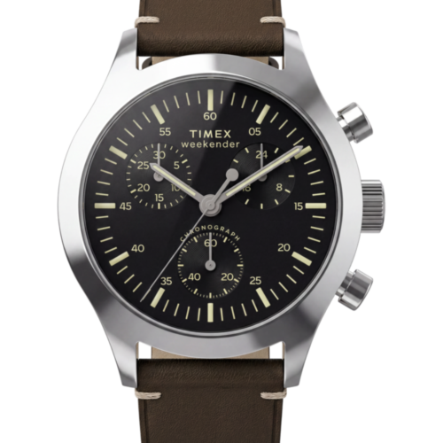 Timex Weekender® New England Chronograph 40mm Leather Strap Watch