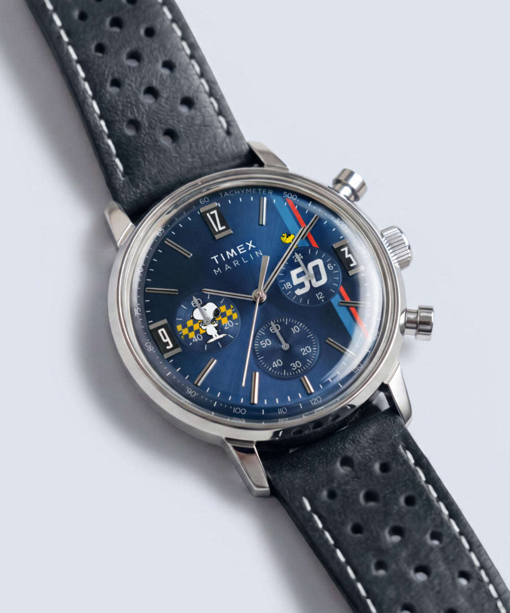 Peanuts® x Timex Marlin® Chronograph 40mm Leather Strap Watch