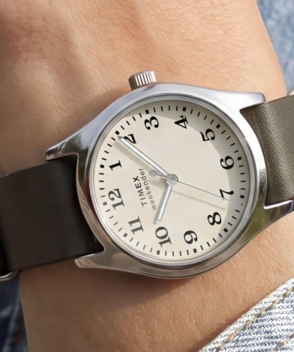 Timex Weekender® New England 34mm Leather Strap Watch
