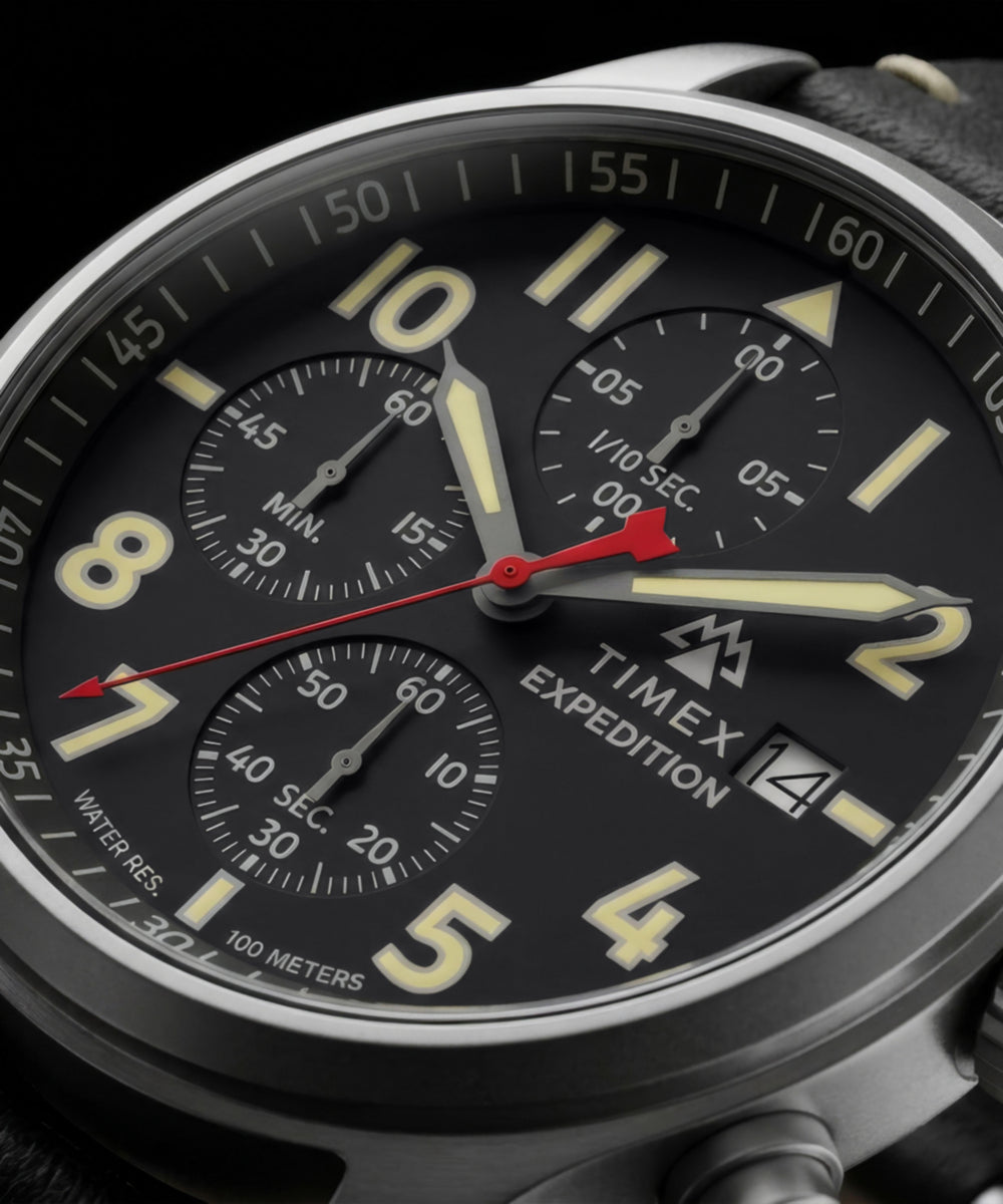 Expedition® Sierra Chronograph 43mm Leather Strap Watch