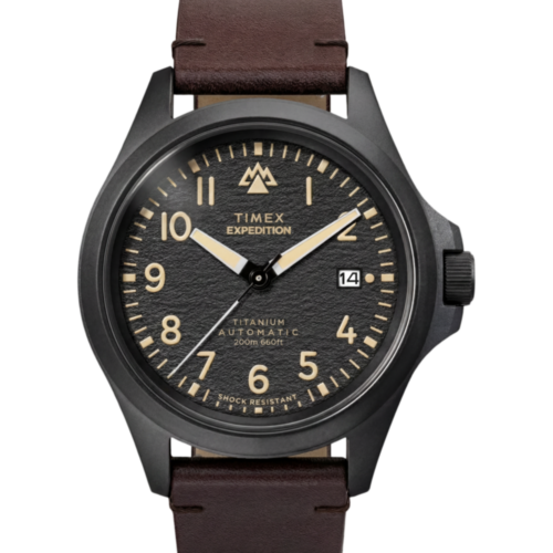 Expedition® Field Post Titanium Automatic 41mm Leather Strap Watch