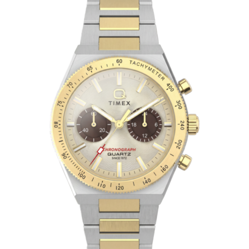 Q Timex Continental Chronograph 36mm Stainless Steel Bracelet Watch